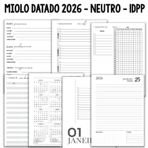 Miolo Agenda 2026 - Neutro (datado)