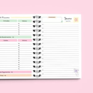 Miolo Agenda DATADA - 1DPP - A5 - wire-o_espiral - Borboletas