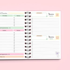 Miolo Agenda DATADA 2DPP - A5 - wire-o_espiral - Borboletas