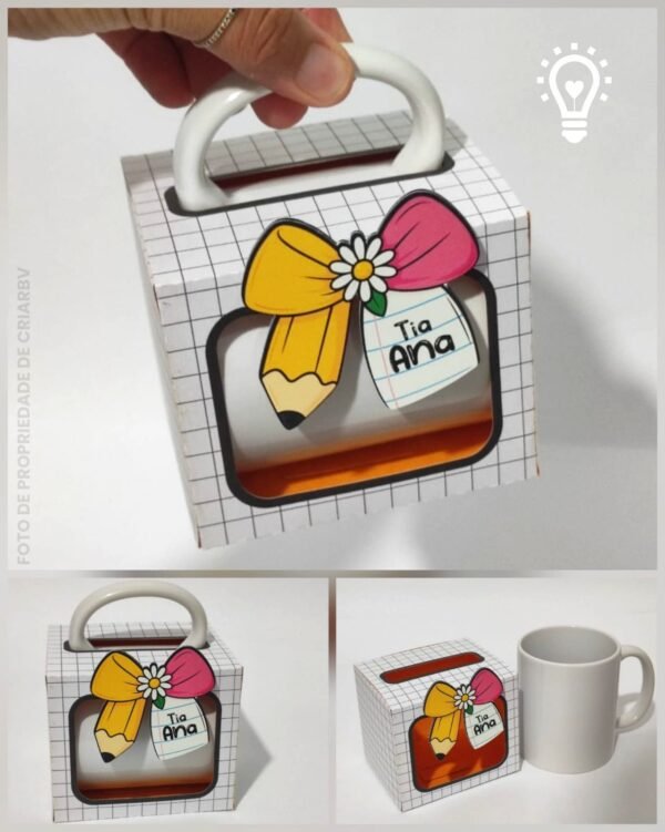 Arquivo de Corte Caneca Laço - Dia dos Professores - Criar BV - Imagem 1