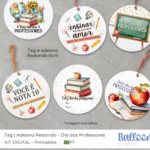 Printable - Tag ou Adesivo Redondo 6cm - Dia dos Professores - Balloon Criativo