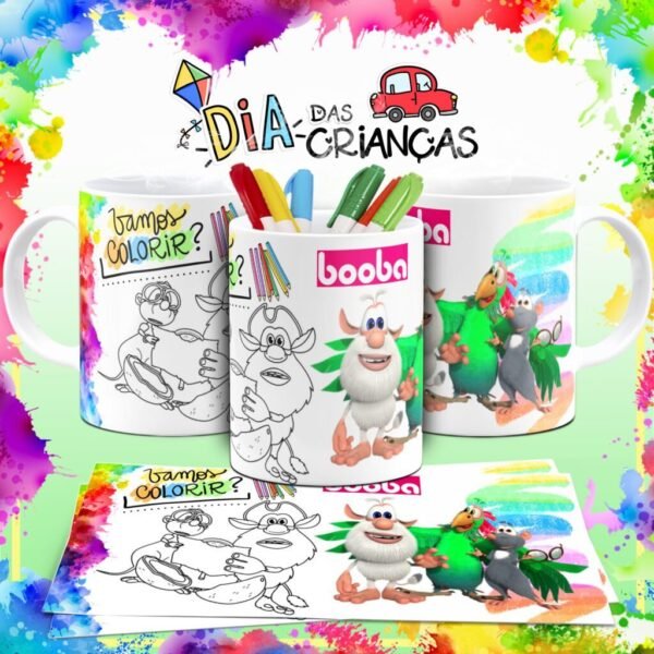 Combo Artes Canecas Colorir Personagens - Dia das Crianças - Imagem 5