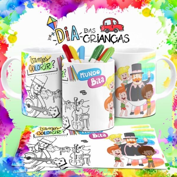 Combo Artes Canecas Colorir Personagens - Dia das Crianças - Imagem 4