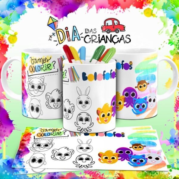 Combo Artes Canecas Colorir Personagens - Dia das Crianças - Imagem 3