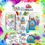 Combo Artes Canecas Colorir Personagens - Dia das Crianças - Imagem 12