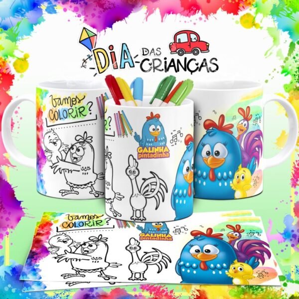 Combo Artes Canecas Colorir Personagens - Dia das Crianças - Imagem 12