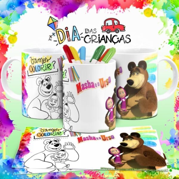Combo Artes Canecas Colorir Personagens - Dia das Crianças - Imagem 13