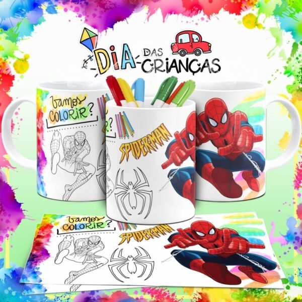Combo Artes Canecas Colorir Personagens - Dia das Crianças - Imagem 15