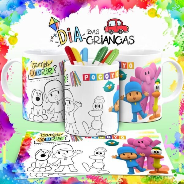 Combo Artes Canecas Colorir Personagens - Dia das Crianças - Imagem 16