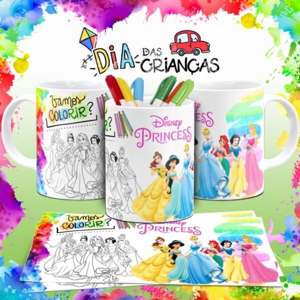 Combo Artes Canecas Colorir Personagens - Dia das Crianças - Imagem 17