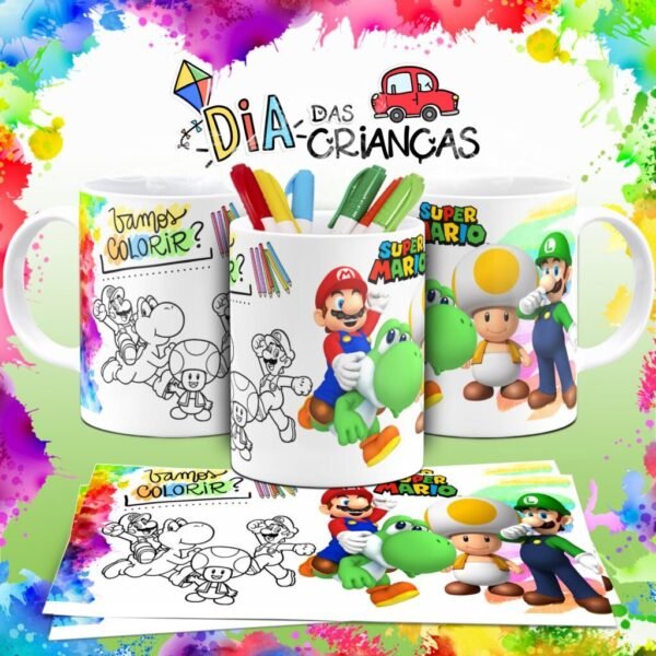Combo Artes Canecas Colorir Personagens - Dia das Crianças - Imagem 19