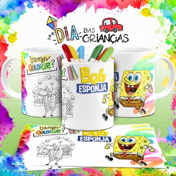 Combo Artes Canecas Colorir Personagens - Dia das Crianças - Imagem 20