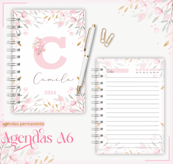Agenda Permanente - A6 Floral Delicada (Lina) - Imagem 1
