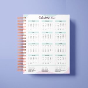 Miolo Calendário 2023 Verde e Rosa+ Anotação