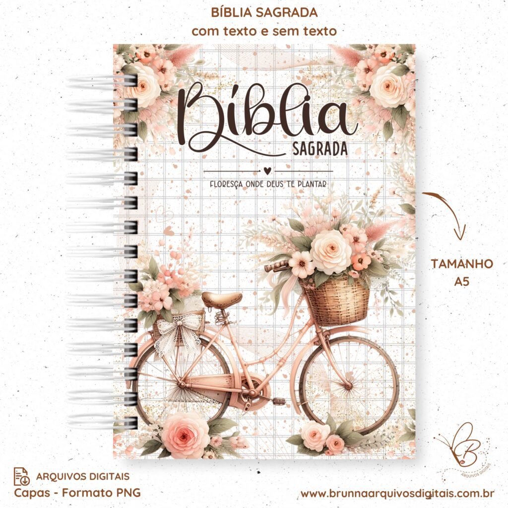 1-1 Kit Capas Bíblia + Devocional - Bicicleta Floral - Imagem 1