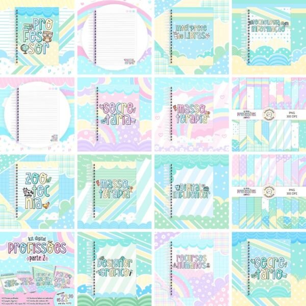 Combo Profissões Capas | Miolos Cadernos | Kit Digital - Imagem 1