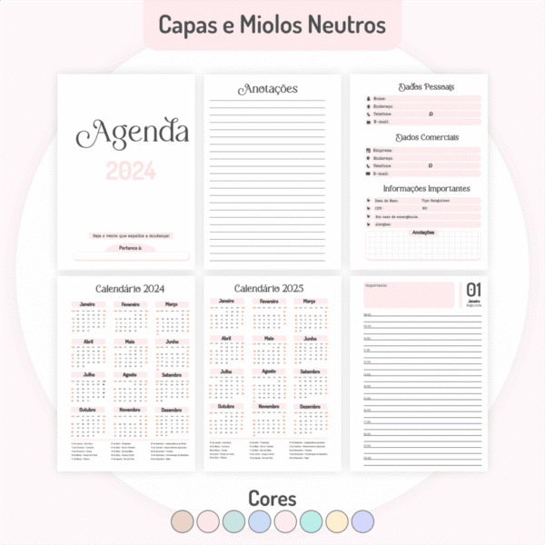COMBO Miolos Neutros Agendas | Planners 2024 (Pamella) - Imagem 1