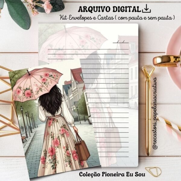 Kit de Envelopes Slim e Carta com e sem Pauta ( Coleção Pioneira Eu Sou ) - Imagem 1