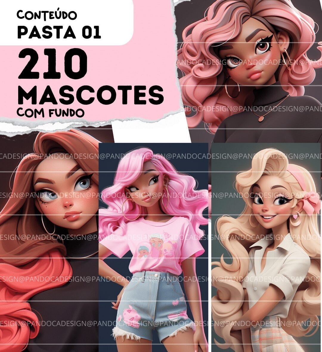 1-3-8.jpg Kit Digital Mascotes 3D Rosa - Imagem 6