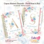 COMBO Alfabeto Dourado – Floral Rosa e Azul (Cute Corte)