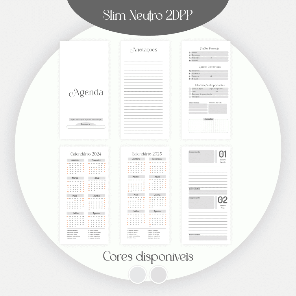 1-9 Combo Miolos Neutros Slim - Agendamento Pacientes 10 Cores (Pamella) - Imagem 1