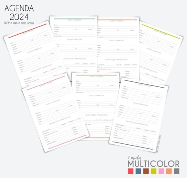 COMBÃO Multicolor 7 Miolos de agenda datada 2024 + COMBO 20 Capas - Imagem 9