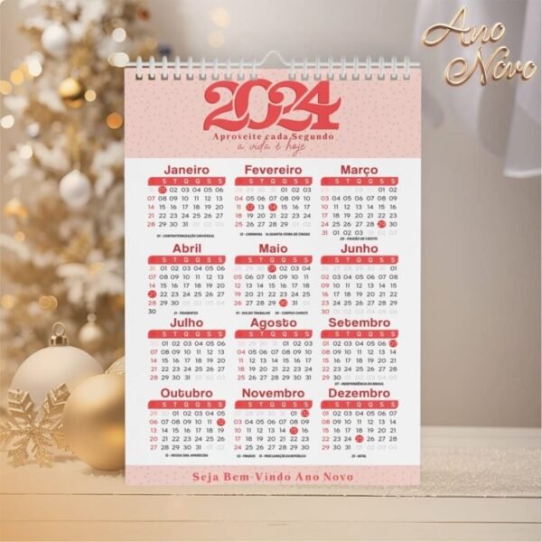 Pacote de Artes Calendários A4 - Ano Novo 2024 V23 (Vintage) - Imagem 8