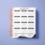 Miolo Calendário 2023 Corações Preto e Rosa + Anotação