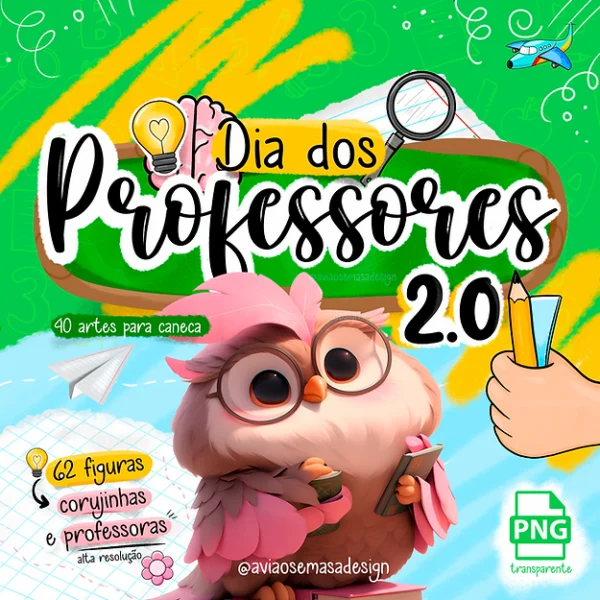 Kit Digital + Estampas Canecas - Dia dos Professores 2.0 (Aviã sem Asa) - Imagem 1