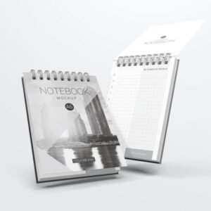 Mockup Bloquinho A6 Elegante - Visão Geral (PSD)