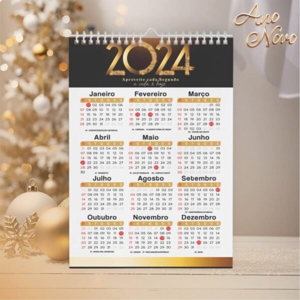 Pacote de Artes Calendários A4 - Ano Novo 2024 V23 (Vintage) - Imagem 16