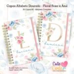 COMBO Alfabeto Dourado – Floral Rosa e Azul (Cute Corte) - Imagem 2
