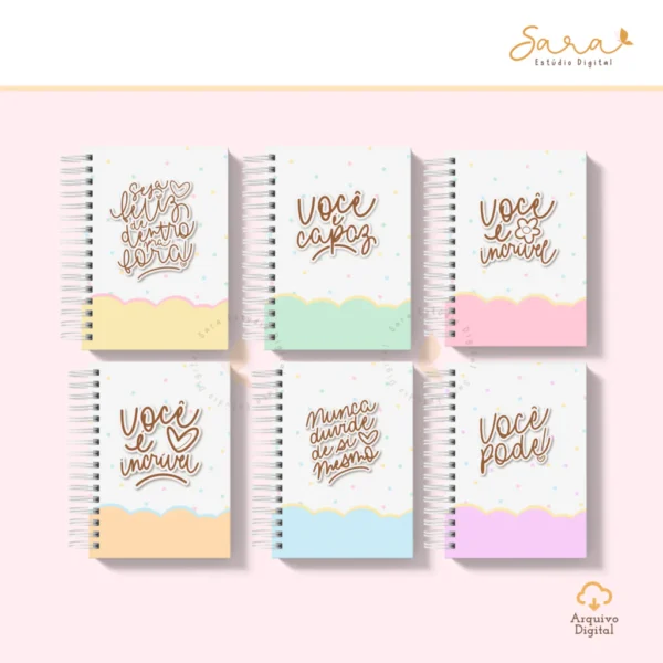 Capas fofas motivacionais A5 eA6 + Miolo de caderno e bloco “to do list” - Imagem 1