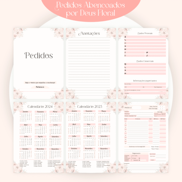 Caderno de Pedidos - Abençoados Por Deus Floral - Encadernação (Pamella) - Imagem 2