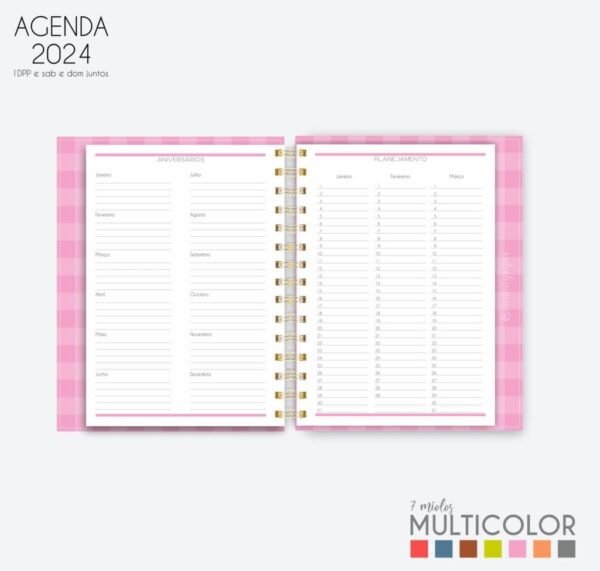 COMBÃO Multicolor 7 Miolos de agenda datada 2024 + COMBO 20 Capas - Imagem 7