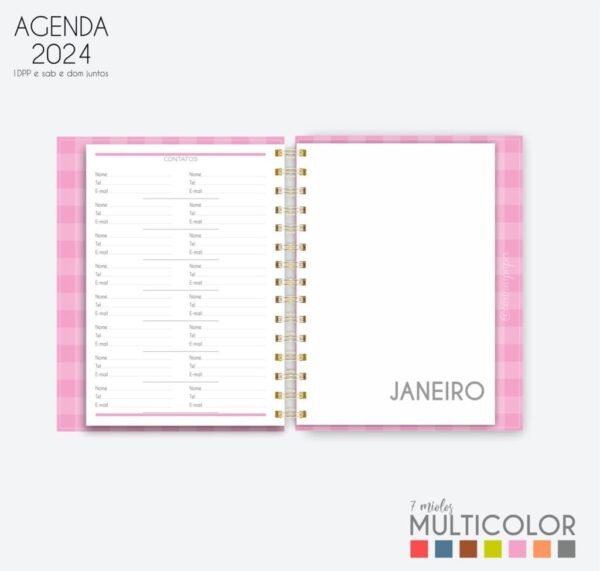 COMBÃO Multicolor 7 Miolos de agenda datada 2024 + COMBO 20 Capas - Imagem 5