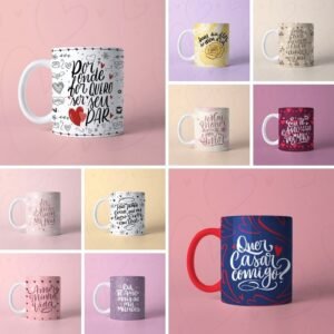 Lettering e Frases Namorados - Artes p/Canecas