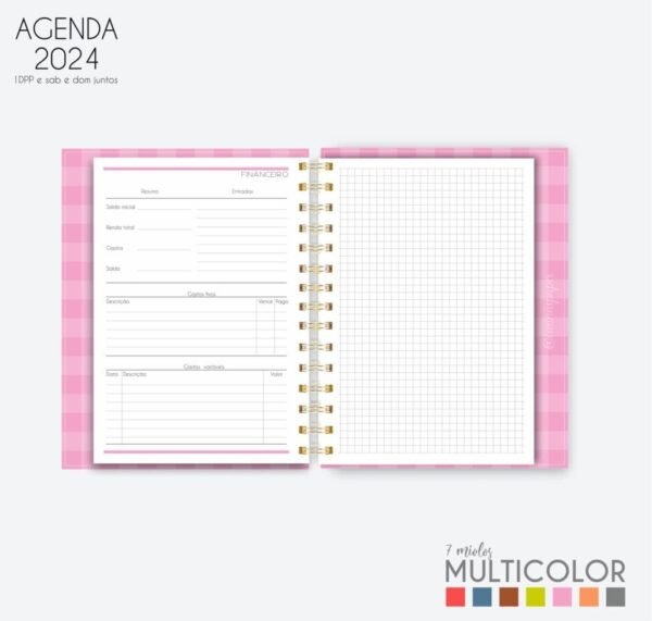 COMBÃO Multicolor 7 Miolos de agenda datada 2024 + COMBO 20 Capas - Imagem 2