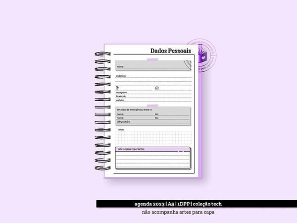 Miolo Tech Agenda 2023 1DPP A5 – Com variação de Cores - Imagem 2