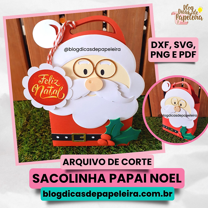 2ddb94_129e2fc88000431084a9ca43904c026cmv2-1.webp Sacolinha Papai Noel - Arquivo em Camadas (Dicas de Papeleira) - Imagem 1