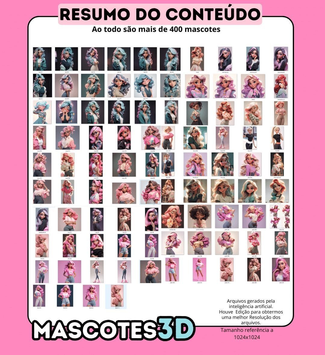 3-4-6.jpg Kit Digital Mascotes 3D Rosa - Imagem 9