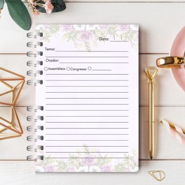 Floral Lilás - Caderno para Anotações 2 em 1 ( Para Assembleias e Congressos) - Imagem 3