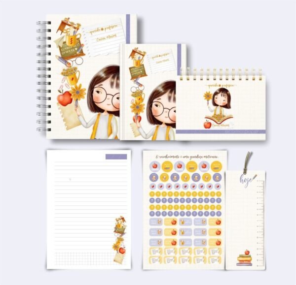 Combo Querida Professora - Caderno, Planner, Blocos e Adesivos - Imagem 9
