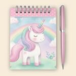 Kit bloquinho Unicórnio - A6 wire-o espiral - Encadernação (Thelma Contel)