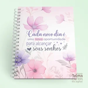 Combo Lilás - Caderno A5 | Bloco A6 | Chaveiro | Papéis Digitais | Planejamento Semanal (Telma Contel)