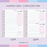 Miolos Agendas A5 - 2024 1DPP | 2DPP - Corações Pink