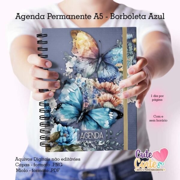 Agenda A5 – PERMANENTE – 1 DPP – BORBOLETAS N.1 (2 miolos) - Cute Corte - Imagem 1