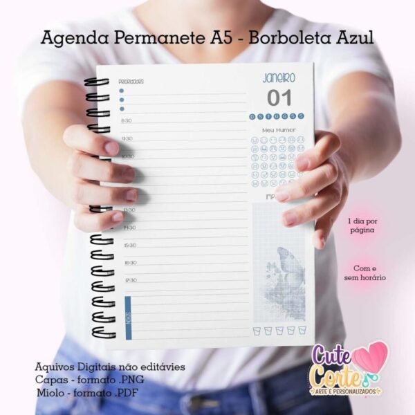 Agenda A5 – PERMANENTE – 1 DPP – BORBOLETAS N.1 (2 miolos) - Cute Corte - Imagem 6