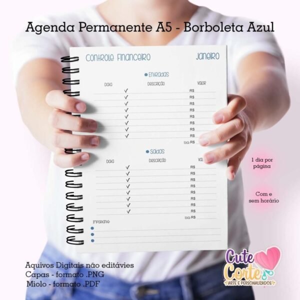 Agenda A5 – PERMANENTE – 1 DPP – BORBOLETAS N.1 (2 miolos) - Cute Corte - Imagem 3