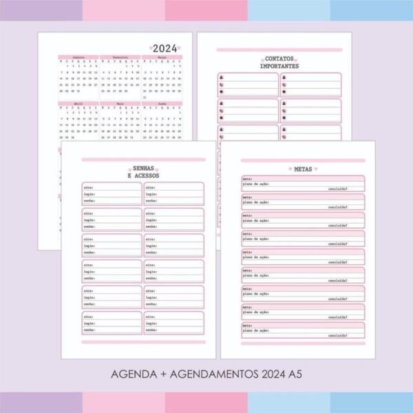 Miolo Agendamento A5 - 2024 1DPP - Pink e Cinza - Imagem 2
